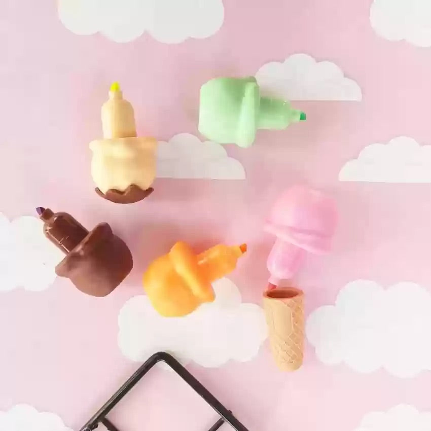 Shweet: Ice Cream-Themed Stackable Highlighter Set – Fun & Colorful Mini Markers for Kids, DIY & Art Projects
