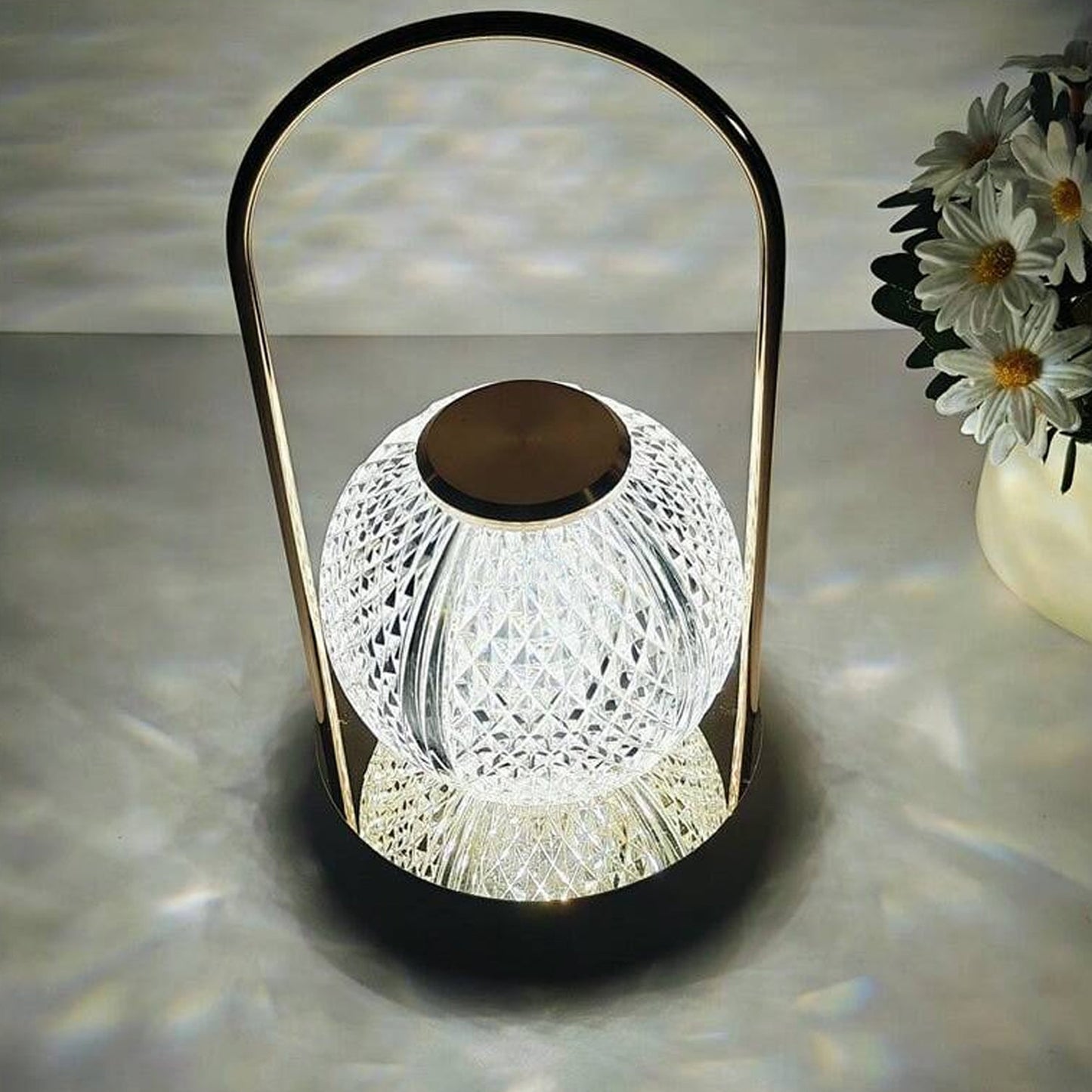 CrystalGlow: Rechargeable LED Table Lamp