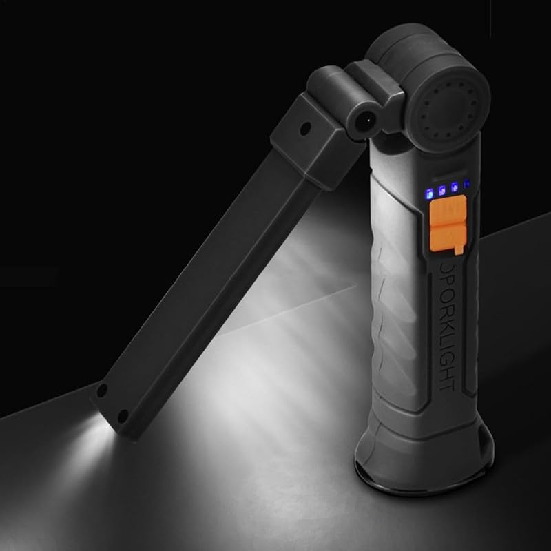 WorkLight: Rechargeable LED Work Light with Magnetic Base & 360° Folding Design, 5 Lighting Modes, Hook & Portable Torch for Car Repair, Camping & Emergency Use