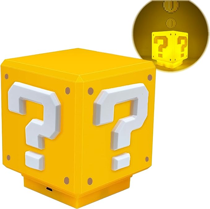 1UP: Sound Enabled Question Block Arcade LED Lamp Night Light for Gamers