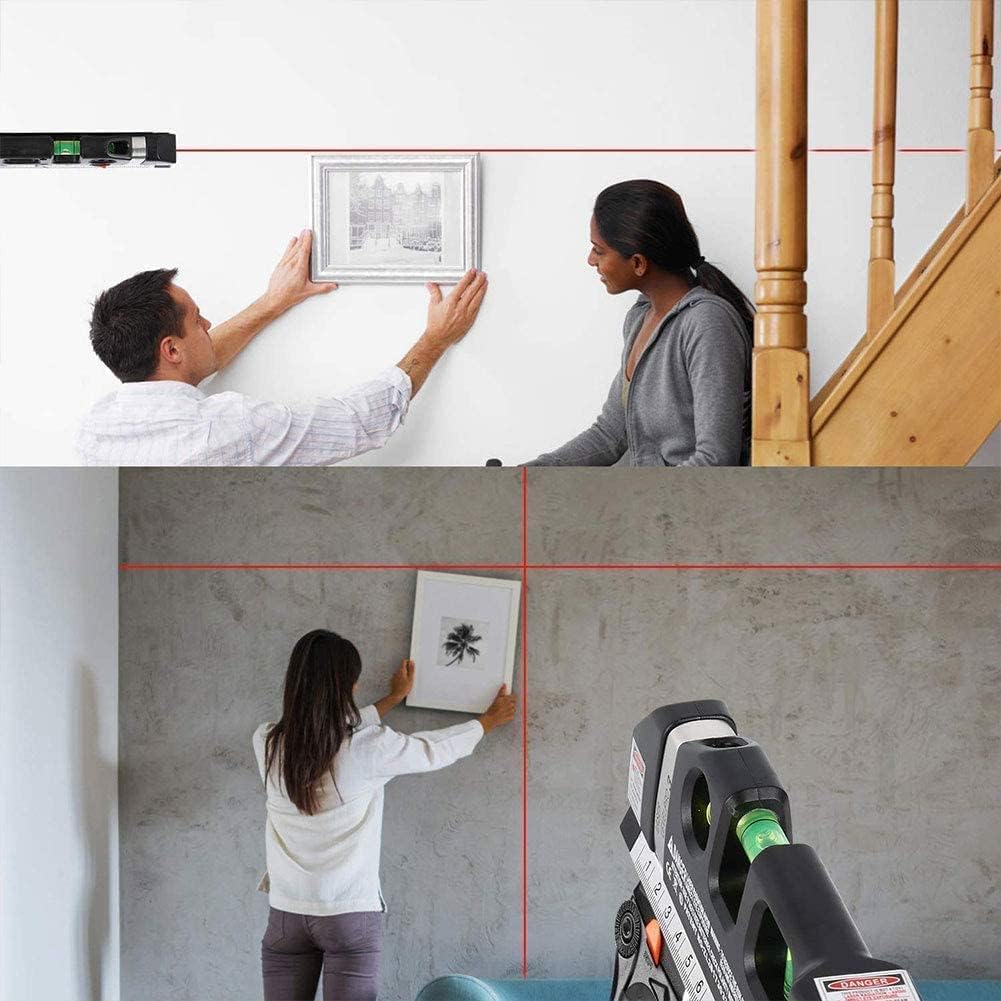 Metrix: 4-in-1 Multipurpose Laser Spirit Level with 8ft Measuring Tape, Built-in Bubble Level, Metric & Imperial Ruler for Picture Hanging & DIY Projects