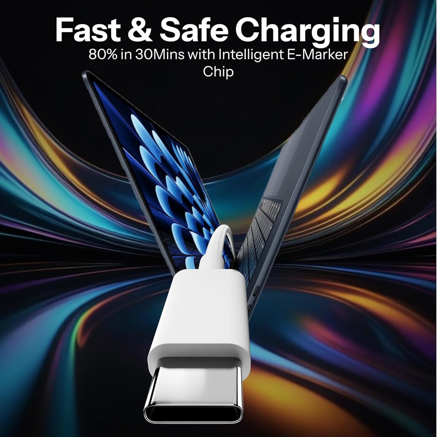 Nylo: USB-C to USB-C Fast Charging Data Cable, Nylon Braided Cable with PD Fast Charge, Data Sync for iPhone 16/16e/15 Series, MacBook & USB-C Devices