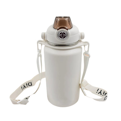 BigBro: 1000ml Stainless Steel Sturdy Vacuum Insulated Bottle with 2-Way Drinking, Leak-Proof Lid, Strap & Handle