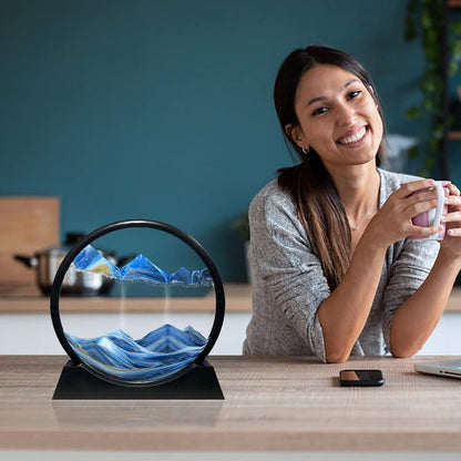 SandFlow: 3D Moving Sand Art Picture with Liquid Glass Landscape for Home & Office Desk Décor