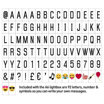 MyMsg: A6 Magnetic Cinematic Light Box with 82 Changeable Letters & 10 Emojis for Personalized Messages