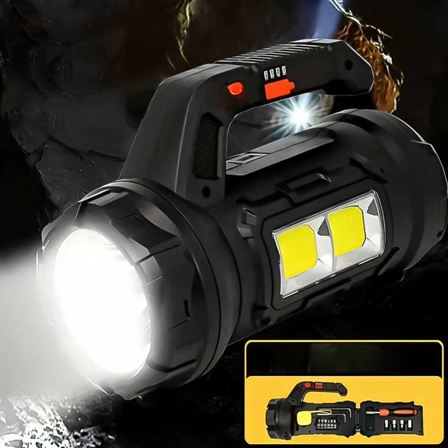 ToolBeam: 5-in-1 LED Torch Light with Hidden Tool Box Kit, USB Rechargeable, Emergency SOS & High-Power Flashlight for Car & Home