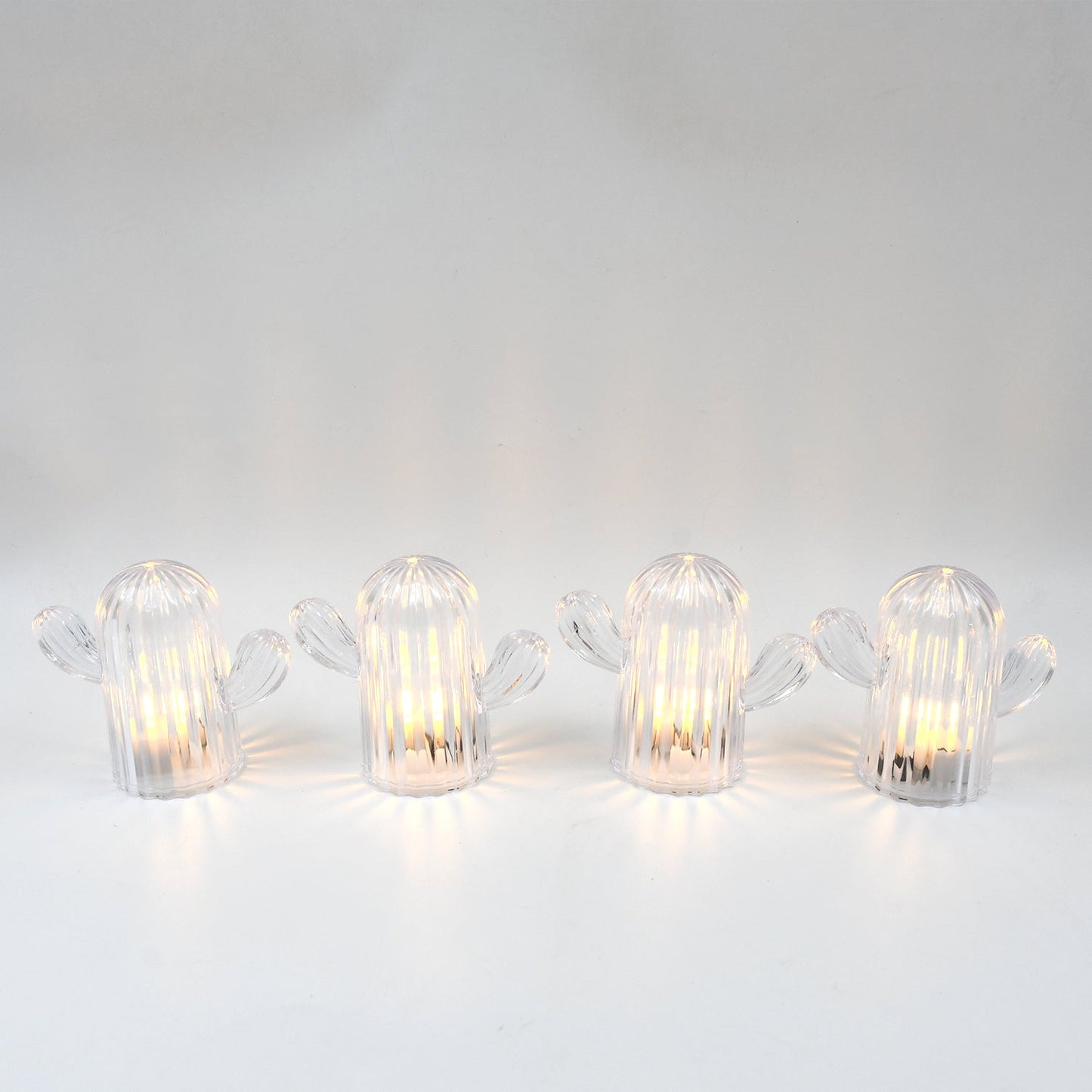 CactiGlow: Cute Cactus LED Night Light Set of 4 Warm & Cozy Portable Lamps for Home Décor, Desk & Gifts