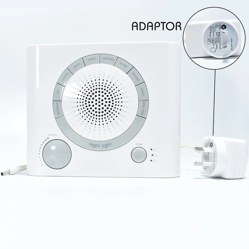 DreamWave: Sleep Therapy Sound Machine with Natural Soothing Sounds, Anxiety Relief, Auto-Off Timer & Battery/Adapter Power Options