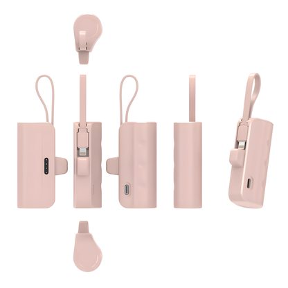 Pocky: Mini 5000 mAh Pocket Power Bank with Built-In Cable for Android, iPhone & Devices