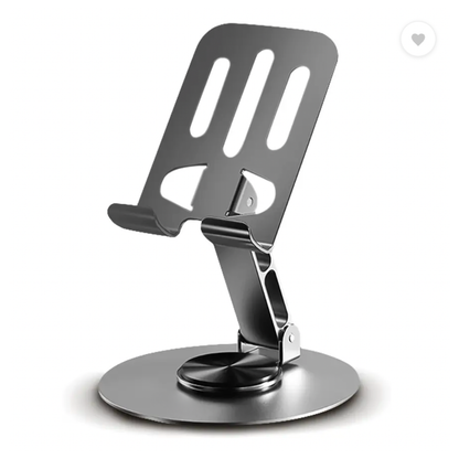 Rotaty: Adjustable Universal Mobile & Tablet Stand, 360° Rotating, Foldable Phone Holder with Stable Metal Base, Anti-Slip Pad & Height Adjustment for Desk & Tabletop Use