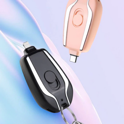 Klyp: 1500mAh Keychain Power Bank(1500mAh) Compact Emergency Charger with Built-In Connector for iPhone & Type-C Devices, Pocket-Friendly & Rechargeable