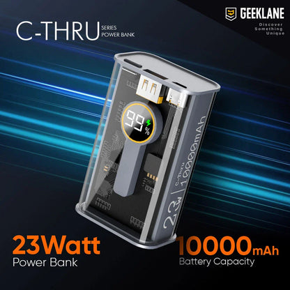 Element: 10,000mAh Compact Edition See-Thru Power Bank with PD 22.5W Fast Charging, Multiport Input/Output & LED Display