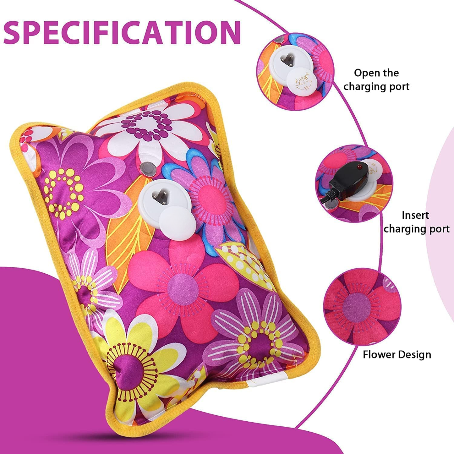 Cozy: Reusable Electric Heating Pad for Winters, Pain Relief & Muscle Relaxation with Charging Cord