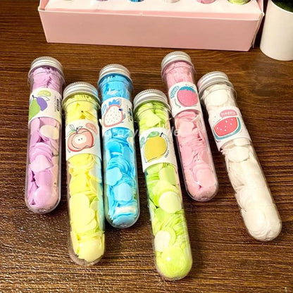 FruityClean: Set of 3 Cute Travel-Friendly Hand Soap Paper Flake Tubes – Perfect for On-the-Go Hygiene