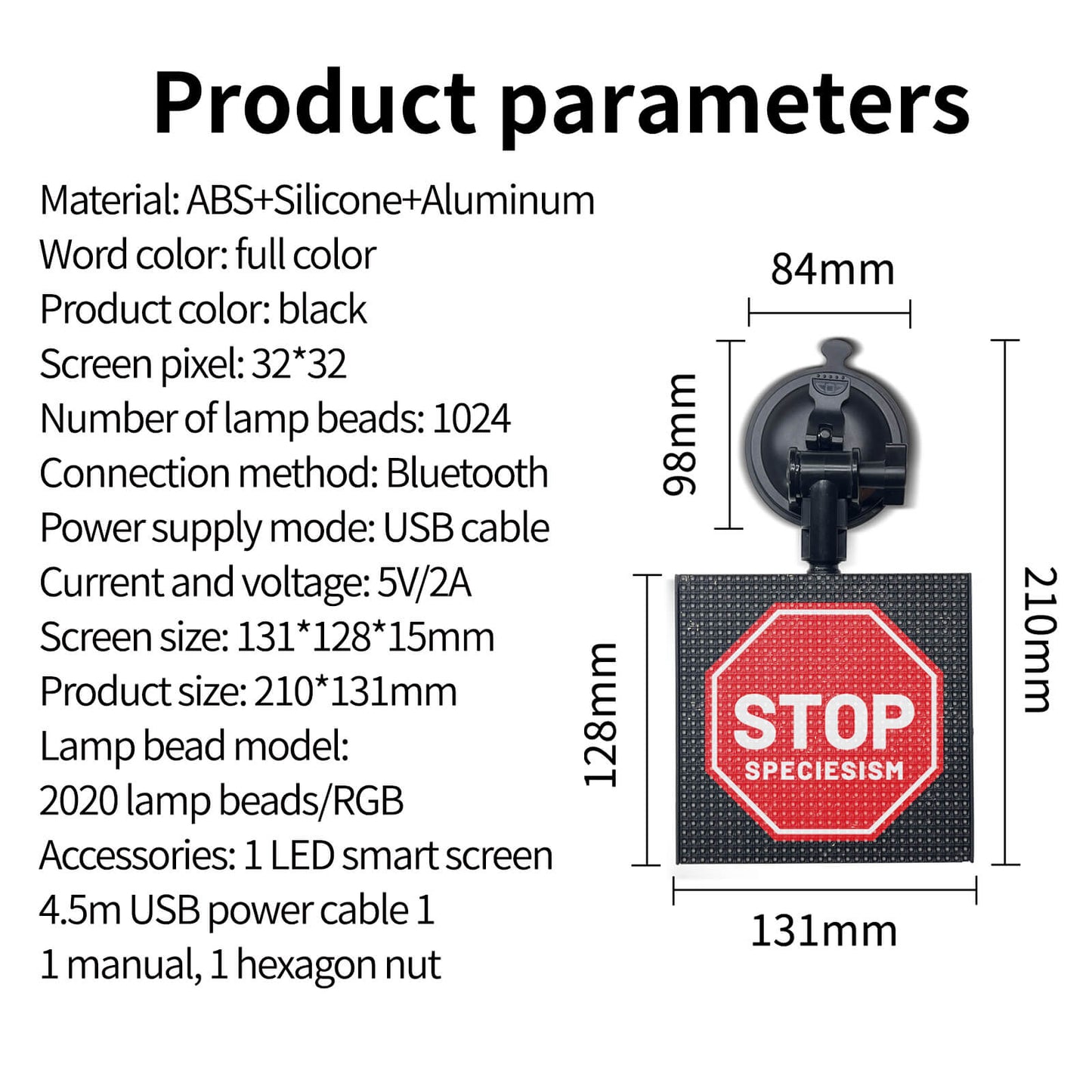 Pixo: Programmable LED Pixel Display Screen with Bluetooth App Control, Custom Text & Animations for Car Windshield & Home Decor 13x13cm