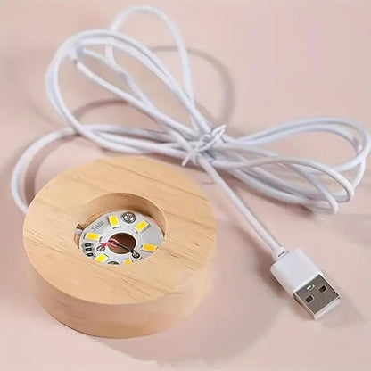 Pluto: 3D LED Crystal Ball Night Lamp with Holographic Engraving & USB-Powered Wooden Base for Home & Office Décor