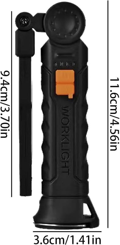 WorkLight: Rechargeable LED Work Light with Magnetic Base & 360° Folding Design, 5 Lighting Modes, Hook & Portable Torch for Car Repair, Camping & Emergency Use