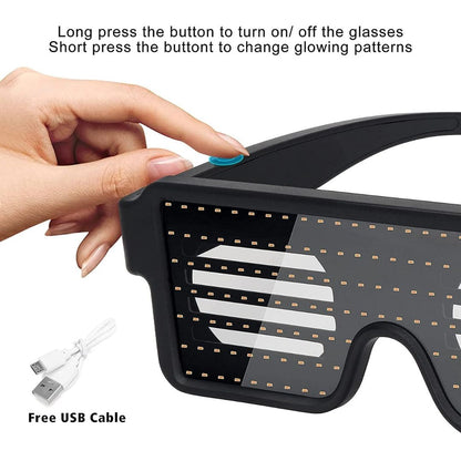 RaveX: USB Rechargeable LED Party Glasses with Dynamic Neon Glow, 11 Patterns & Flashing Modes for Concerts & Nightclubs