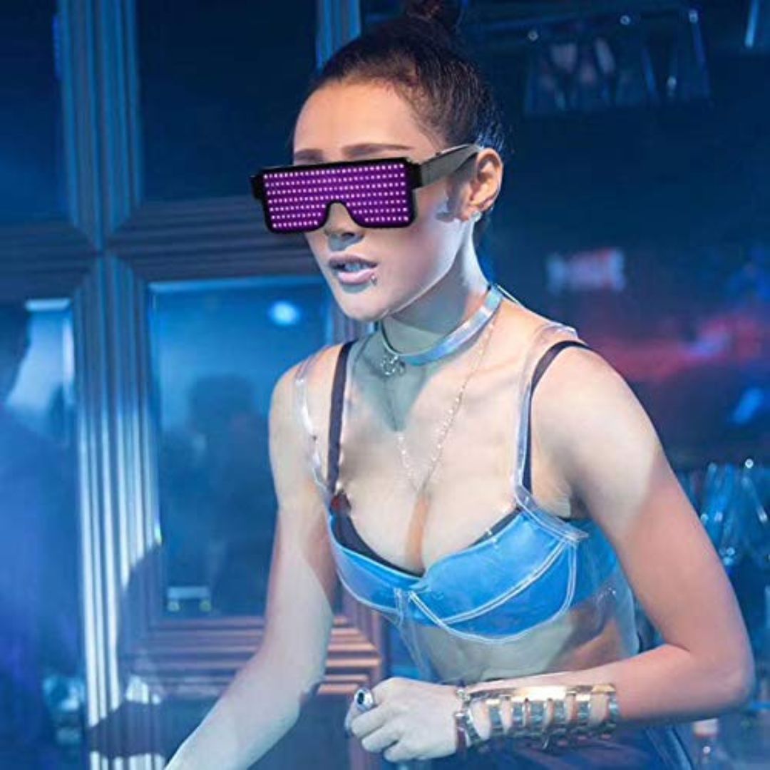 RaveX: USB Rechargeable LED Party Glasses with Dynamic Neon Glow, 11 Patterns & Flashing Modes for Concerts & Nightclubs