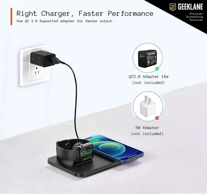 Dockit: 2-in-1 Wireless Charging Pad for iPhone & Apple Watch – Nightstand Mode & Qi Compatibility with Fast Charging in a Sleek Minimal Design