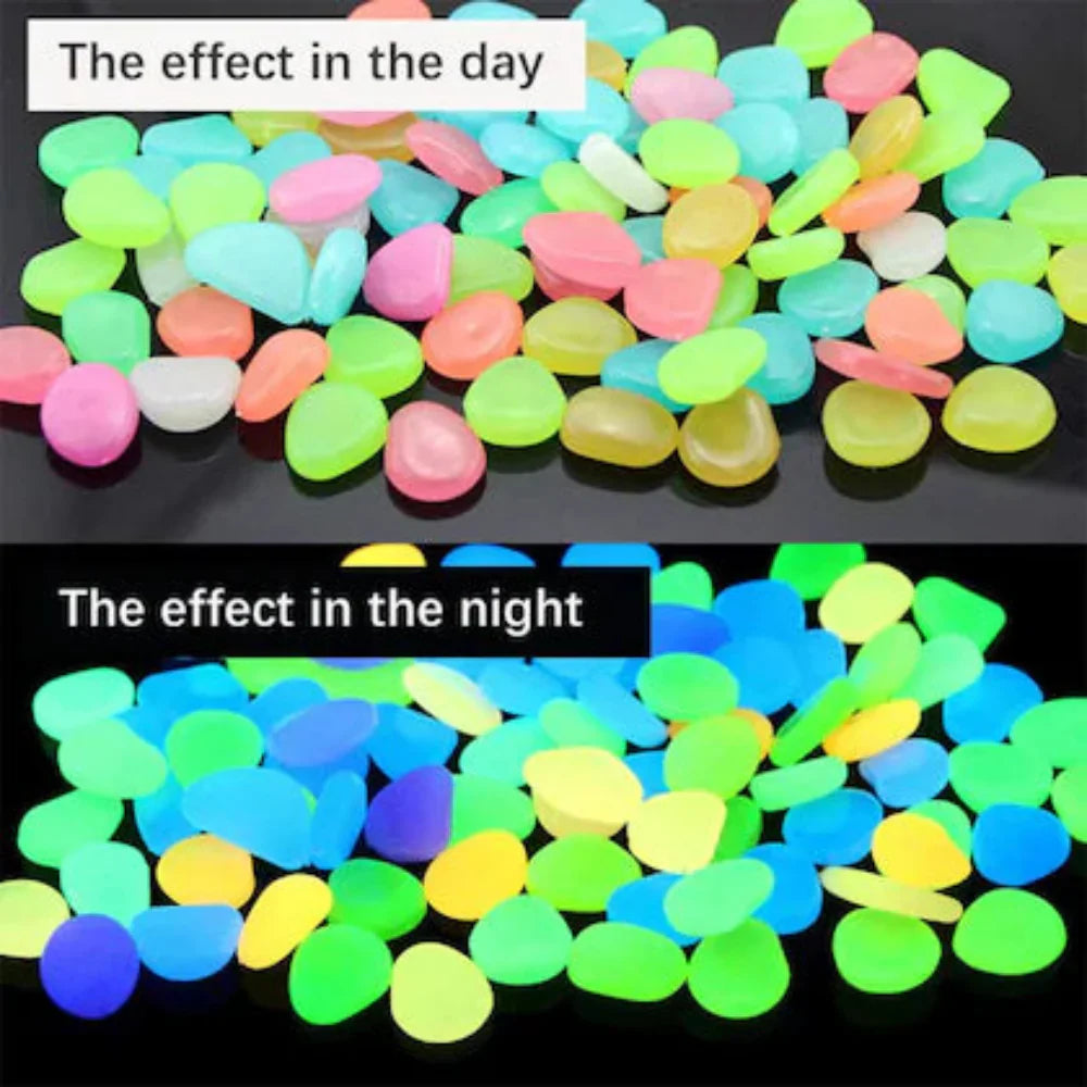GlowRock: Glow-in-the-Dark Pebble Set for Balcony, Garden, Aquarium & Magical Ambience (Pack of 100)