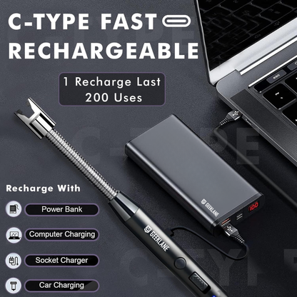 Sparq: Rechargeable Electric Arc Lighter, Windproof with Flexible Neck & USB-C Port for Gas Stove & Candles