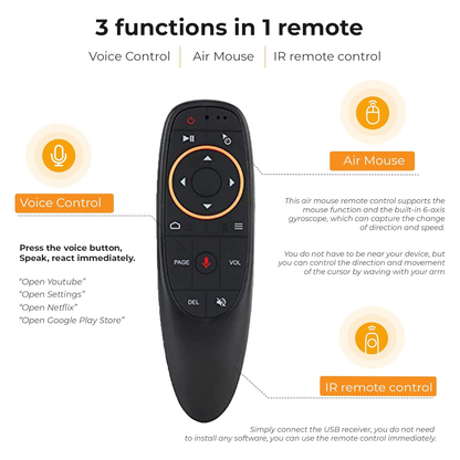 RemoteX: Air Mouse Universal Remote Control, 2.4Ghz Wireless Remote with Motion Sensor & Mic for Smart TV, TV Box, PC & Projector