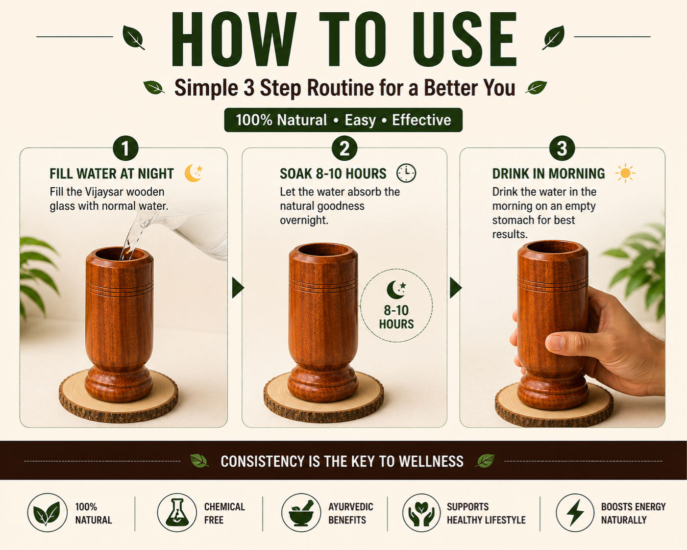 Sugar Balance Wooden Water Glass (100% Natural)