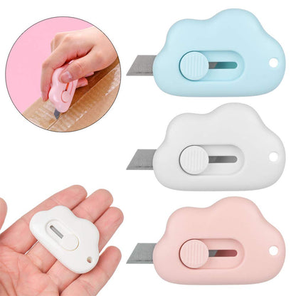 Pluffy: Mini Cloud Shape Box Cutter Knife Precision Blade for Unboxing, Art & Craft, Everyday Use with Keychain Hole (Pack of 2)