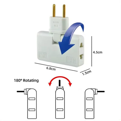 FlexiPlug: 2Pcs — 3-in-1 Foldable Multiplug Adapter with 180° Rotation & Slim Design for Cramped Spaces, Travel, Desk & Daily Use