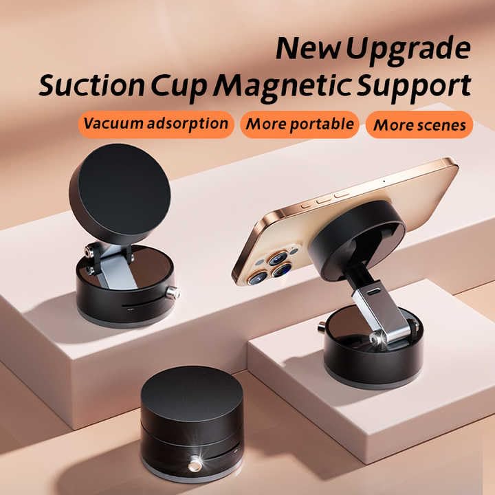 Stickoo: Magnetic Vacuum Suction Phone Holder with Adjustable Foldable Arm, Strong Mount for Car, Shower, Mirror & Smooth Surfaces