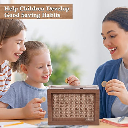 DreamBank: Wooden Savings Bank with Visual Tracker – Daily Motivation Piggy Bank for Goal Saving, Habit Building & Gifting