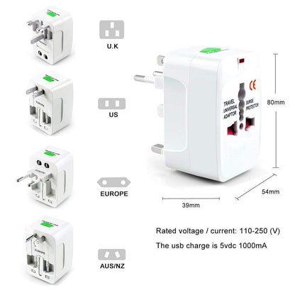 PluGo: Universal Travel Adapter with USB, All-in-One International Plug Adapter for Charging & Appliances Compact Worldwide Adapter for Travel