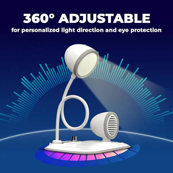 Zylo: 3-in-1 Desk Lamp with 15W Wireless Charger, 10W Bluetooth Speaker & Adjustable tactile Brightness Knob