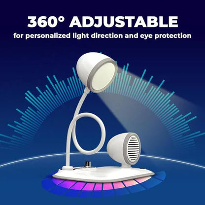 Zylo: 3-in-1 Desk Lamp with 15W Wireless Charger, 10W Bluetooth Speaker & Adjustable tactile Brightness Knob