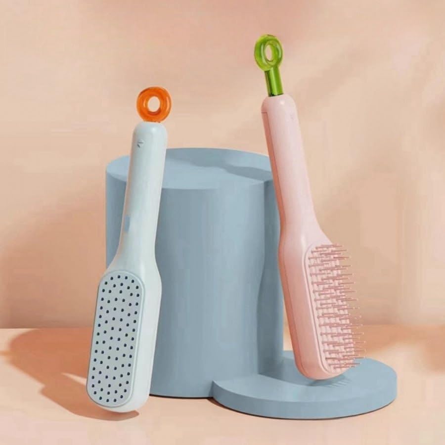 TangleFree: Self-Cleaning Hair Brush with Retractable Bristles for Easy Detangling & Anti-Static Massage