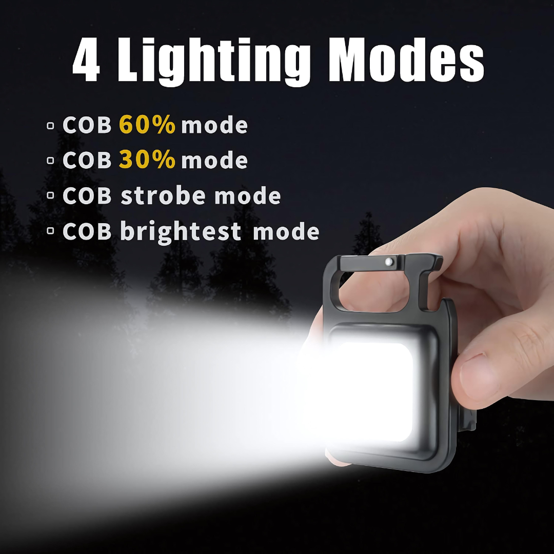 Lumi: Magnetic Keychain Mini LED Torch with Hook, Type-C port, Bottle Opener & Kickstand