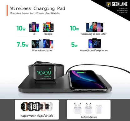 Dockit: 2-in-1 Wireless Charging Pad for iPhone & Apple Watch – Nightstand Mode & Qi Compatibility with Fast Charging in a Sleek Minimal Design