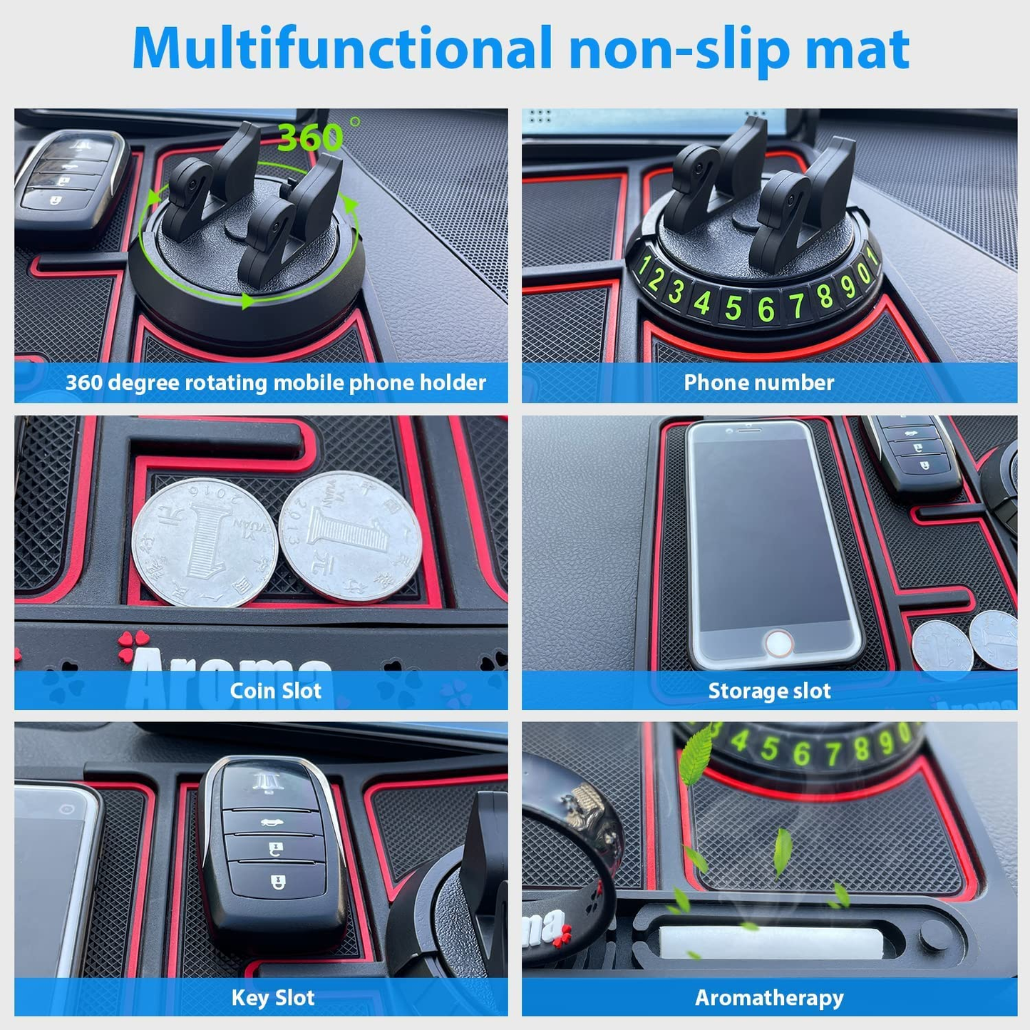 DashGrip: Anti-Slip Dashboard Mat & Universal Smartphone Holder for Cars, Non-Slip Silicone Phone Mount with Secure Grip for Car Interior Dashboard Use