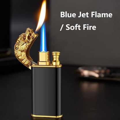 Dragor: Windproof Double-Jet Flame Torch Lighter with Dragon Design, Refillable Butane Gas Metal Lighter for Cigars, Cigarettes & Unique Gifting for Men