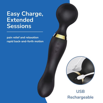 Vellura: Electric Full Body Massager Wand with Dual Heads & 10 Vibration Modes – Handheld Deep Tissue Relief for Neck, Back & Shoulder Pain