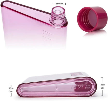 SlimSip: Ultra-Slim A5 Memo Bottle (420ml) – BPA-Free Flat Water Bottle for Easy Carry in Bags & Backpacks
