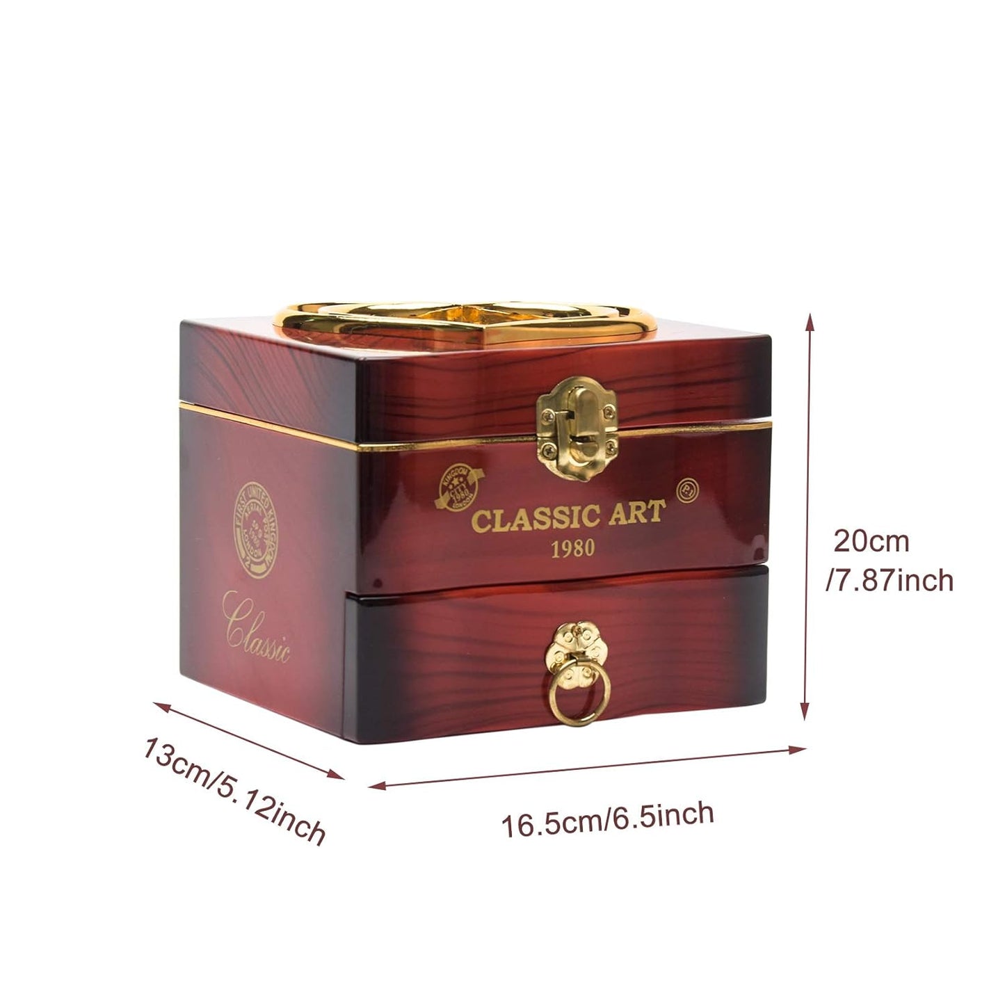 Tinkle: Wind-Up Musical Ballerina Jewelry Box with Mirror, Drawer & Elegant Spinning Dance Design