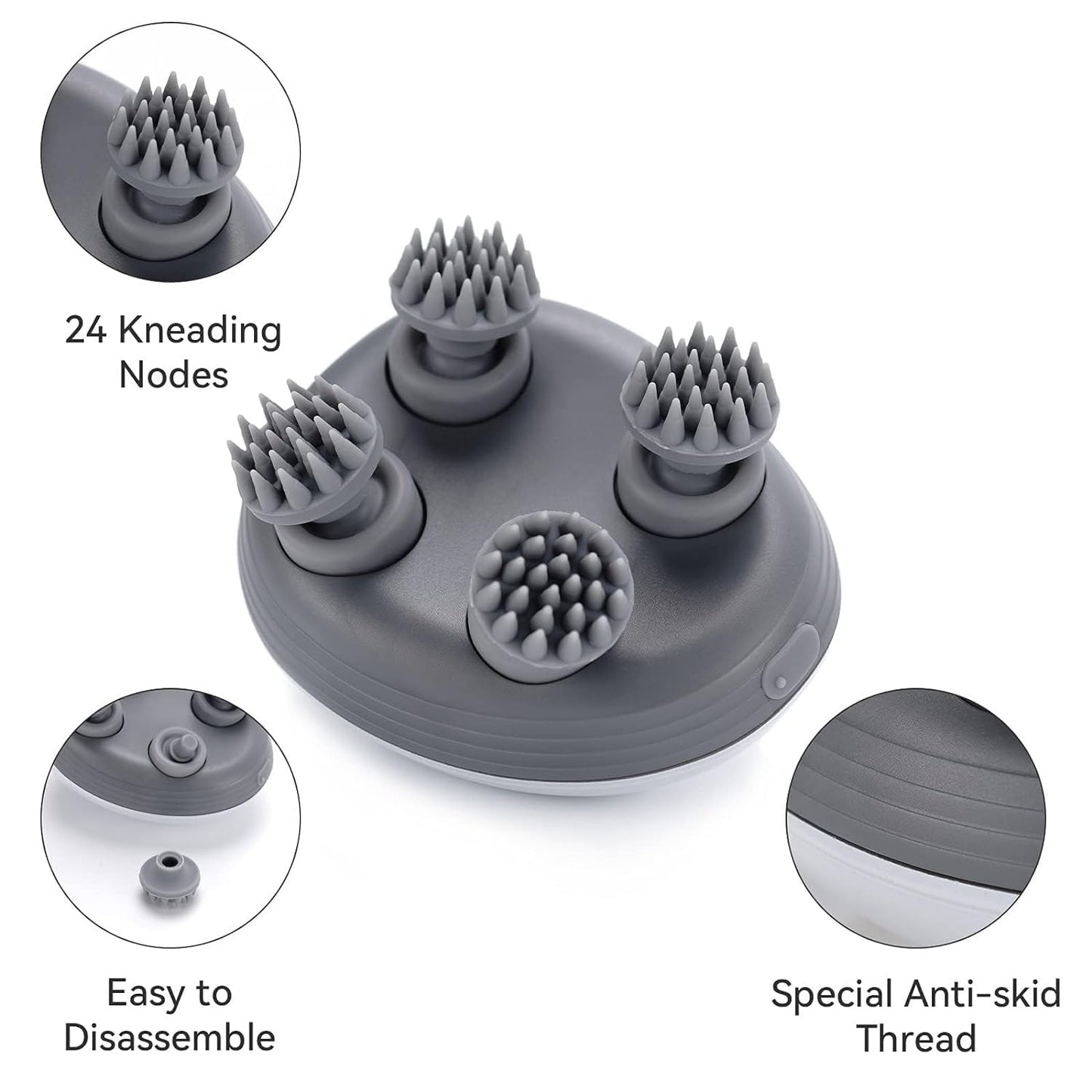 Relivo: Portable 3-Speed Scalp Massager with 96 Kneading Nodes, Handheld Head Massager for Relaxation, Stress Relief & Hair Growth Support