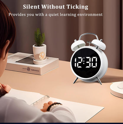 Wakee: Retro LED Alarm Clock with Twin Bells – Extra Loud Battery-Powered Clock for Heavy Sleepers, Stylish Wake-Ups & Desk or Bedroom Decor