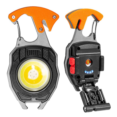 Glowbit: Ultimate 9-in-1 LED Keychain COB Light with Magnetic Base, Multi Tools & USB-C Charging