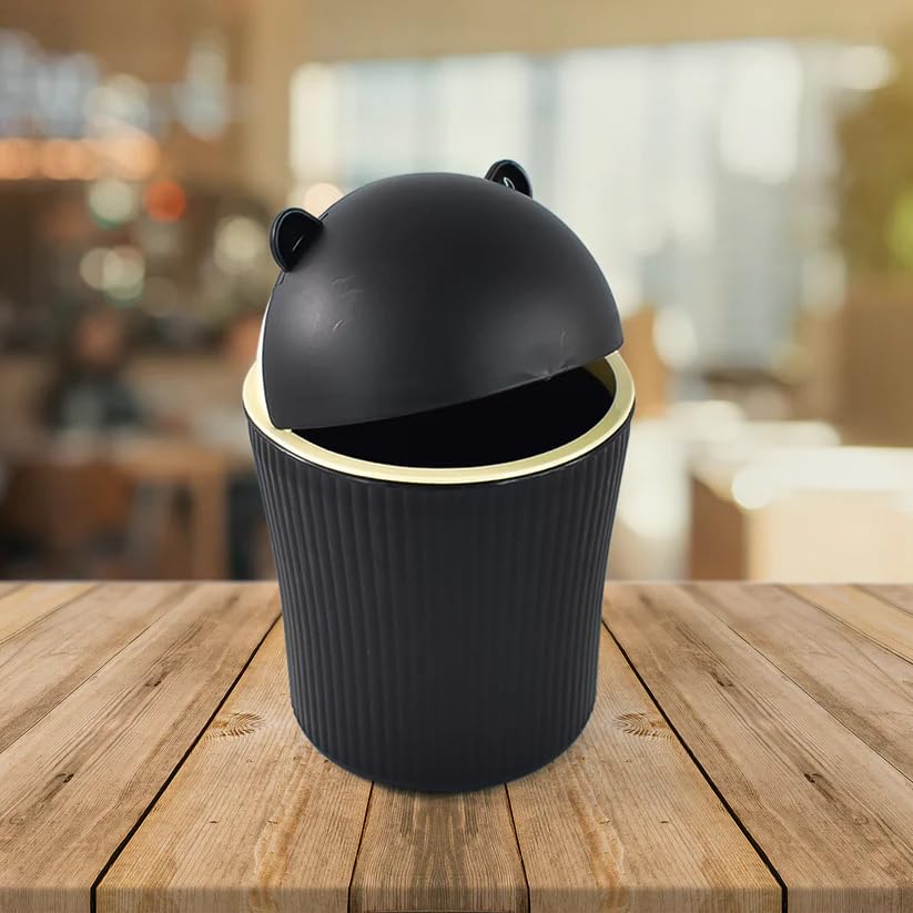 MiniBin: 1.2L Cute Mini Flip-Lid Desk Dustbin, Compact Tabletop Trash Can for Study Desk, Kitchen Sink, Car, Bathroom & Bedside Use