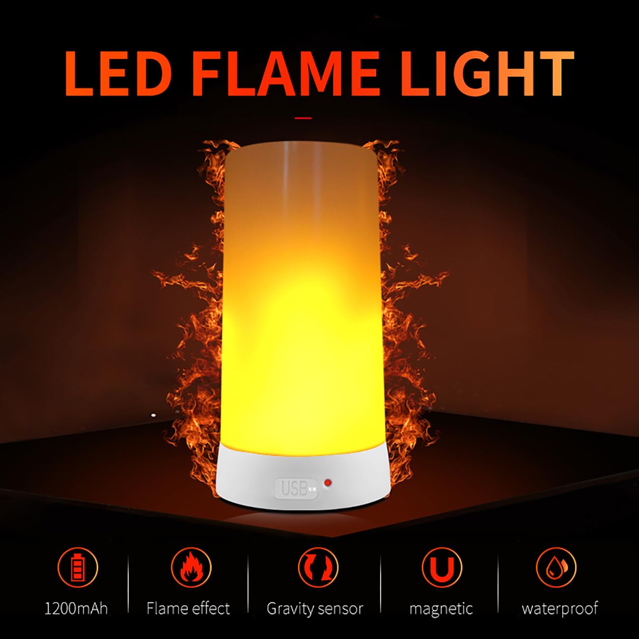 Flara: Realistic LED Candle Ambient Lamp, USB Rechargeable Lantern with 4 Modes & Rotatable Orientation, Flameless Candle Light for Home, Garden, Party & Festive Décor