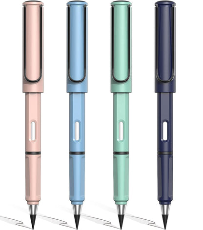 EverWrite: Pack of 4 Reusable Inkless Pencil – Everlasting Infinity Pencil with Eraser for Writing, Sketching & Drawing