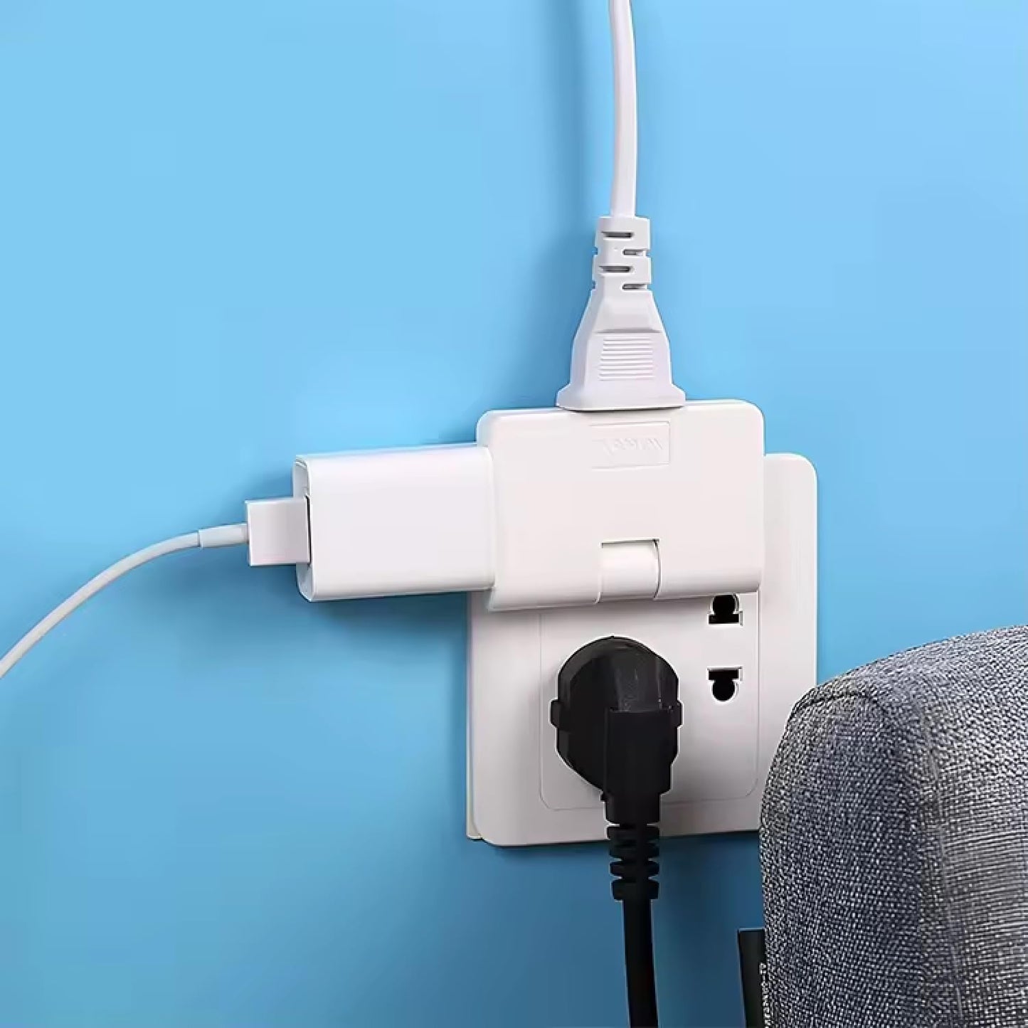 FlexiPlug: 2Pcs — 3-in-1 Foldable Multiplug Adapter with 180° Rotation & Slim Design for Cramped Spaces, Travel, Desk & Daily Use